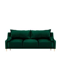 Divano letto 3 posti in velluto verde con contenitore Lea, Rivestimento: velluto di poliestere Il , Piedini: metallo verniciato a polv, Velluto verde bottiglia, ottonato, Larg. 215 x Alt. 94 cm