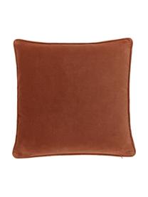 Poszewka na poduszkę z aksamitu Dana, 100% aksamit bawełniany, Rdzawoczerwony, S 50 x D 50 cm