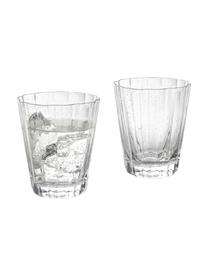 Mundgeblasene Wassergläser Scallop Glasses mit Rillenstruktur, 4 Stück, Glas, mundgeblasen, Transparent, Ø 8 x H 10 cm