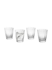 Mundgeblasene Wassergläser Scallop Glasses mit Rillenstruktur, 4 Stück, Glas, mundgeblasen, Transparent, Ø 8 x H 10 cm