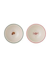 Schälchen Jolly mit Nussknacker-Motiven, 2er-Set, Steingut, Rot, Weiß, Grün, gemustert, Ø 14 x H 8  cm