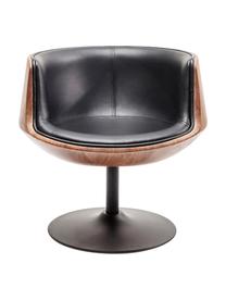 Drehstuhl Club im Retro-Design, Bezug: Kunstleder (100% Textil, , Korpus: Glasfaser, Walnuss mittel, Kunstleder Schwarz, B 62 x T 61 cm