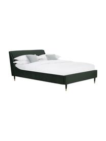Sametová čalouněná postel s čelem Nova, Tmavě zelená, Š 180 cm, D 200 cm