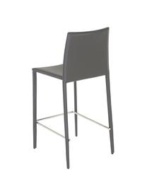 Krzesło kontuarowe ze skóry Boréalys, 2 szt., Stelaż: metal malowany proszkowo, Szara skóra, S 44 x W 98 cm