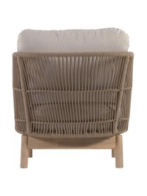 Poltroncina da giardino in legno di acacia Catalina, Rivestimento: 100% poliestere, Struttura: legno di acacia, certific, Velluto a coste beige, legno di acacia, Larg. 76 x Prof. 80 cm