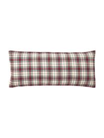 Funda de almohada de franela a cuadros Linsay, Beige, rojo, An 45 x L 110 cm