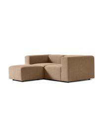 Modulares Bouclé-Sofa Lena (3-Sitzer) mit Hocker, Bezug: Bouclé (93 % Polyester, 6, Gestell: Kiefernholz, Schichtholz,, Füße: Kunststoff, Bouclé Sandfarben, B 209 x T 181 cm