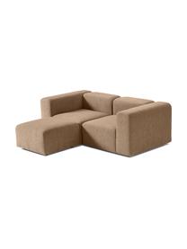 Modulares Bouclé-Sofa Lena (3-Sitzer) mit Hocker, Bezug: Bouclé (93 % Polyester, 6, Gestell: Kiefernholz, Schichtholz,, Füße: Kunststoff, Bouclé Sandfarben, B 209 x T 181 cm