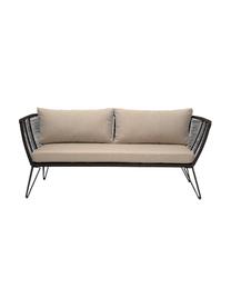 Sofa ogrodowa ze splotu z tworzywa sztucznego Mundo (2-osobowa), Stelaż: metal malowany proszkowo, Tapicerka: poliester, Beżowy, S 175 x G 74 cm