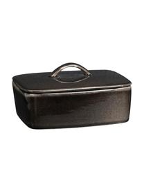 Handgemachte Butterdose Nordic Coal, Steingut, Braungrau, B 15 x H 6 x T 12 cm