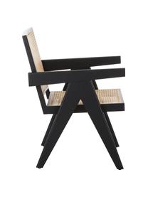Fotel wypoczynkowy z plecionką wiedeńską Sissi, Stelaż: lite drewno bukowe lakier, Czarny, jasny brązowy, S 58 x G 66 cm