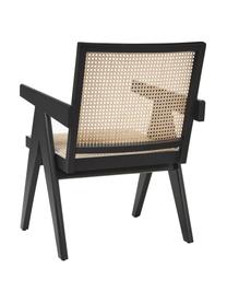 Lounge fauteuil Sissi met Weens vlechtwerk, Frame: massief gelakt beukenhout, Zitvlak: rotan, Rotan, beukenhout zwart gelakt, B 58 x D 66 cm