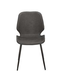 Sillas tapizadas en cuero sintético Louis, 2 uds., Tapizado: cuero sintético (65% poli, Patas: metal con pintura en polv, Cuero sintético gris oscuro, An 44 x F 58 cm
