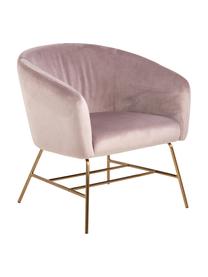 Moderne fluwelen fauteuil Ramsey in roze, Bekleding: polyester fluweel, Poten: gelakt metaal, Fluweel roze, B 72 x D 67 cm