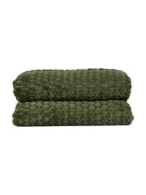Plaid doux à surface texturée Maja, 100 % polyester, Vert, larg. 130 x long. 170 cm