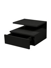 Nástenný nočný stolík so zásuvkou Ashlan, Lakovaná MDF-doska strednej hustoty, Drevo, čierna lakovaná, Š 35 x V 23 cm