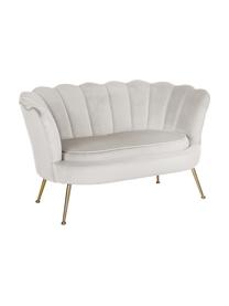 Sofá de terciopelo Oyster (2 plazas), Tapizado: terciopelo (poliéster) Al, Estructura: madera de eucalipto maciz, Patas: metal galvanizado, Terciopelo blanco crema, An 131 x F 78 cm