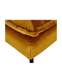 Sofa-Hocker Retro aus Samt, Bezug: Polyestersamt 86.000 Sche, Korpus: Mitteldichte Holzfaserpla, Füße: Metall, pulverbeschichtet, Samt Ockergelb, Schwarz, B 72 x T 65 cm