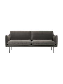 Fluwelen bank Moby (2-zits) met metalen poten, Bekleding: fluweel (hoogwaardig poly, Frame: massief grenenhout, FSC-g, Poten: gepoedercoat metaal, Fluweel bruingrijs, B 170 x D 95 cm