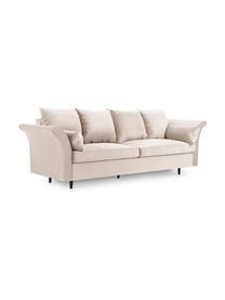 Sofa rozkładana z aksamitu z funkcją przechowywania Lola (3-osobowa), Tapicerka: 100% aksamit poliestrowy , Nogi: drewno, Beżowa tkanina, S 245 x G 95 cm