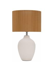 Lámpara de mesa de bambú Timber Glow, Pantalla: bambú, Cable: cubierto en tela, Blanco, marrón, Ø 28 x Al 49 cm