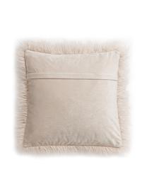 Flauschige Kunstfell-Kissenhülle Morten, gelockt, Vorderseite: 67 % Akryl, 33 % Polyeste, Rückseite: 100 % Polyester, Beige, B 40 x L 40 cm