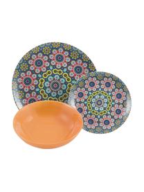 Vajilla de porcelana Marrakech, 6 comensales (18 pzas.), Porcelana, gres, Multicolor, Set de diferentes tamaños