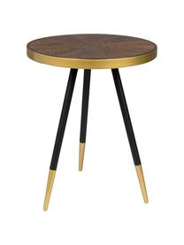 Kulatý odkládací stolek Denise, Tmavé dřevo, zlatá, Ø 44 cm, V 45 cm