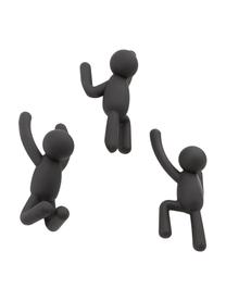 Set de colgadores de diseño Buddy, 3 uds., Plástico ABS, Negro, Set de diferentes tamaños