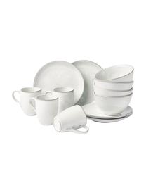 Set da colazione fatto a mano per 4 persone Nordic Sand 12 pz, Gres, Grigio, tonalità beige, Set in varie misure