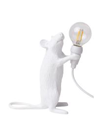 Kleine design LED tafellamp Mouse met USB poort, Lamp: kunsthars, Wit, B 13 x H 15 cm