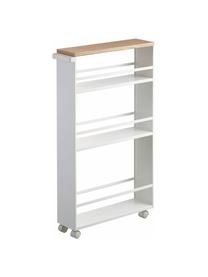 Aufbewahrungswagen Tower mit Griff, Platte: Holz, Weiß, Helles Holz, B 48 x H 81 cm