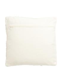 Baumwoll-Kissenhülle Inga mit Fransen-Motiv, 100 % Baumwolle, GRS-zertifiziert, Beige, B 45 x L 45 cm