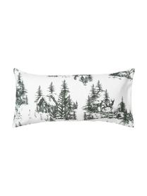 Poszewka na poduszkę z flaneli Nordic, Biały, zielony, S 40 x D 80 cm