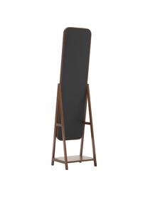 Miroir sur pied avec cadre et étagère en bois Matteo, Brun, larg. 43 x haut. 170 cm