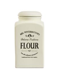 Aufbewahrungsdose Mrs Winterbottoms Flour, Ø 11 x H 21 cm, Steingut, Cremeweiß, Schwarz, Ø 11 x H 21 cm, 1,3 L