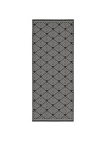 In- & outdoor loper Milano met grafisch patroon, Bovenzijde: 70% gerecycled polypropyl, Zwart, wit, B 80 x L 200 cm