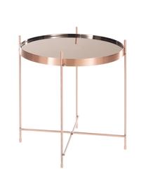 Mesa auxiliar Cupid, tablero de cristal, Estructura: metal, cobre, Tablero: vidrio, Cobre, Ø 43 x Al 45 cm