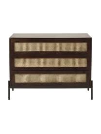 Cómoda cajonera con tejido vienés Vienna, Estructura: madera de mango maciza, Patas: metal con pintura en polv, Madera de mango, An 105 x Al 78 cm