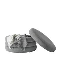 XL bouclé taburet s úložným prostorem Alto, Šedá, Ø 69 cm, V 44 cm
