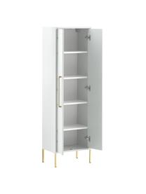 Bad-Hochschrank Palladia, B 46 cm, Griffe: Metall, beschichtet, Füße: Metall, beschichtet, Weiß, Goldfarben, B 46 x H 155 cm
