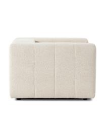 Poltrona in bouclè Lena, Rivestimento: bouclé (93% poliestere, 6, Rivestimento: cuscino in schiuma con an, Struttura: legno di pino, compensato, Gambe: plastica, Bouclé beige, Larg. 134 x Prof. 106 cm