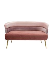 Sofá de terciopelo Sandwich (2 plazas), estilo retro, Tapizado: terciopelo de poliéster, Patas: metal con pintura en polv, Terciopelo rosa, An 125 x F 64 cm