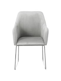 Fluwelen armstoel Isla, Bekleding: fluweel (polyester), Poten: gecoat metaal, Fluweel lichtgrijs, zilverkleurig, B 58 x D 62 cm