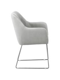 Fluwelen armstoel Isla, Bekleding: fluweel (polyester), Poten: gecoat metaal, Fluweel lichtgrijs, zilverkleurig, B 58 x D 62 cm