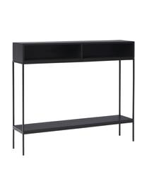 Konsola z litego drewna z otwartym przedziałem Lyle, Stelaż: metal malowany proszkowo, Czarny, S 105 x W 89 cm