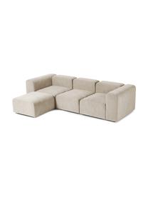 Sofa modułowa z pufem Lena (4-osobowa), Tapicerka: tkanina (88% poliester, 1, Stelaż: drewno sosnowe, sklejka, , Nogi: tworzywo sztuczne, Beżowa tkanina, S 284 x G 181 cm
