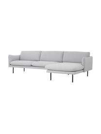 Ecksofa Moby mit Metall-Füßen, Bezug: Polyester Der hochwertige, Gestell: Massives Kiefernholz, FSC, Füße: Metall, pulverbeschichtet, Webstoff Hellgrau, B 280 x T 160 cm, Eckteil rechts