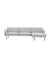 Ecksofa Moby mit Metall-Füßen, Bezug: Polyester Der hochwertige, Gestell: Massives Kiefernholz, FSC, Füße: Metall, pulverbeschichtet, Webstoff Hellgrau, B 280 x T 160 cm, Eckteil rechts
