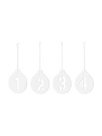 Kerstoomhangersset Advent, 4-delig, Keramiek, Wit, B 7 x H 9 cm